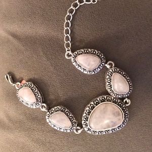 30cts TGW Rose Quartz Bracelet Silvertone Not 925